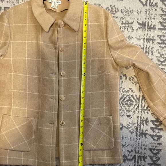 Vintage Wool Blend Plaid Women's Pea Coat Winter Coat - Picture 9 of 12